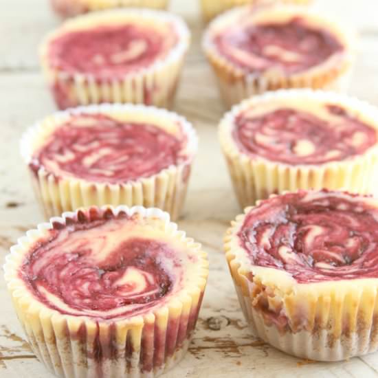 Mini Berry Swirl Cheesecakes