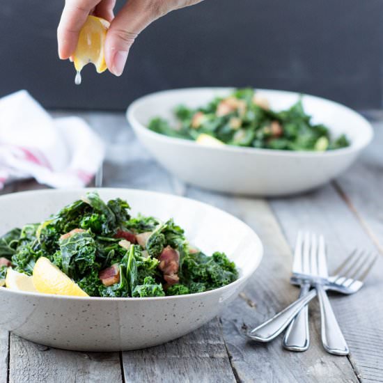Kale with Bacon & Onions