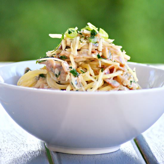 Healthy Fettuccine Boscaiola Pasta