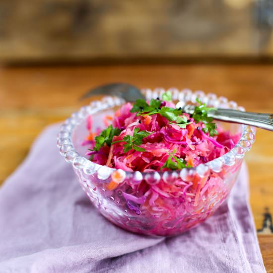 Sauerkraut and Red Cabbage Salad