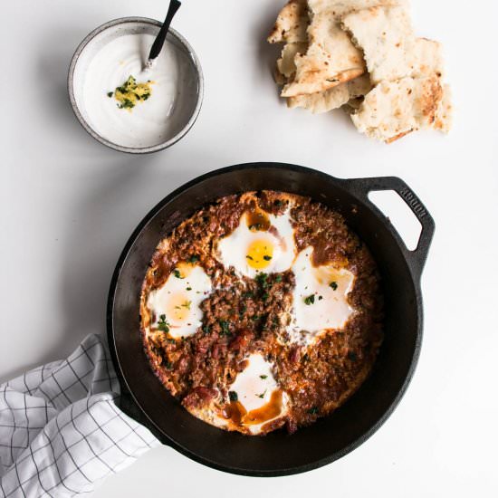 Iraqi Eggs with Lamb and Tomatoes