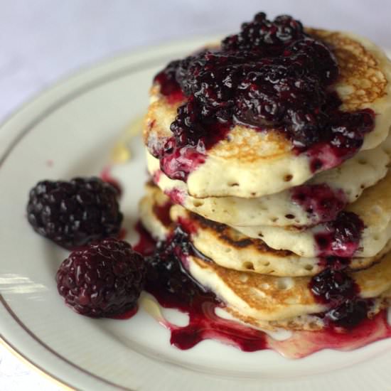 Mini Pancakes with Blackberry Sauce