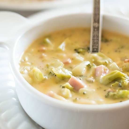 Cheddar Broccoli and Ham Chowder