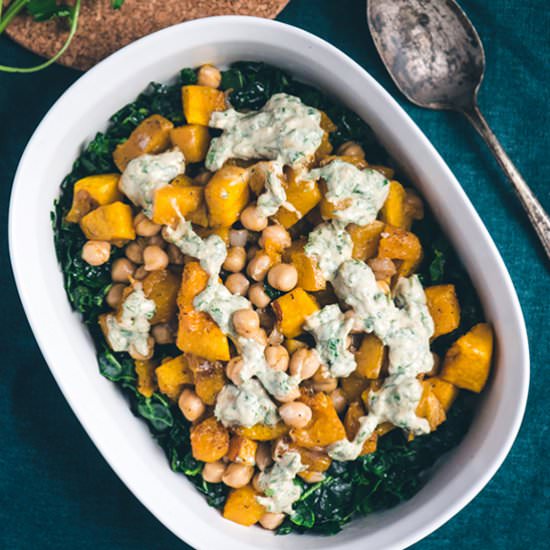 Warm Chickpea Squash Salad