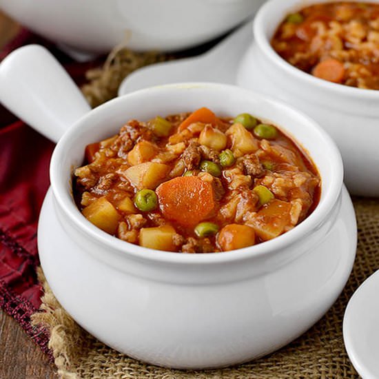 Vegetable Beef and Rice Soup