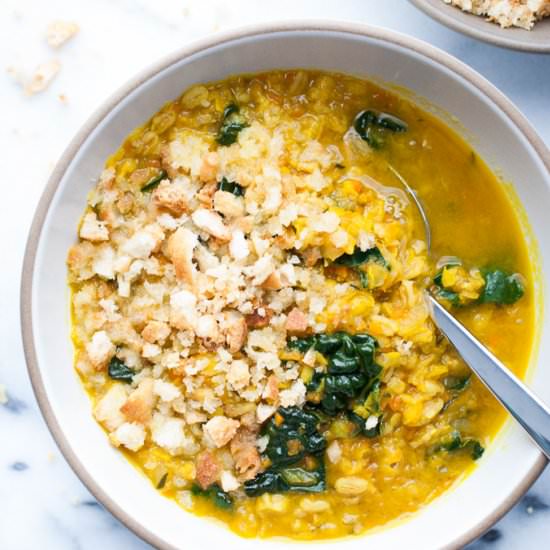 Healing Turmeric Lentil Farro Soup