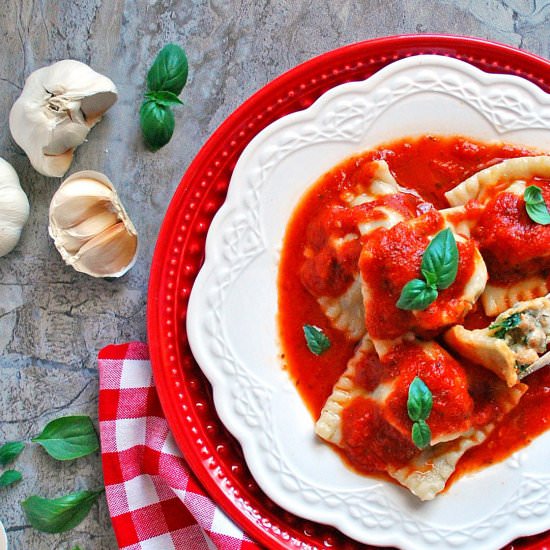 Homemade Spinach & Sausage Ravioli