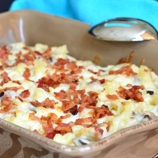Chicken Bacon Alfredo Pasta Cassero