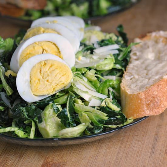 Kale and Brussels Sprout Caesar