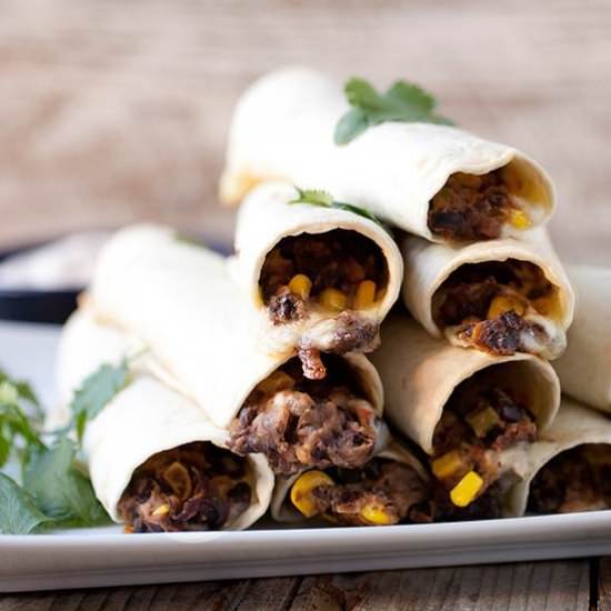 Simple Bean And Cheese Flautas