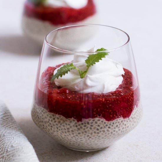 Chia Pudding with Jam & Cream