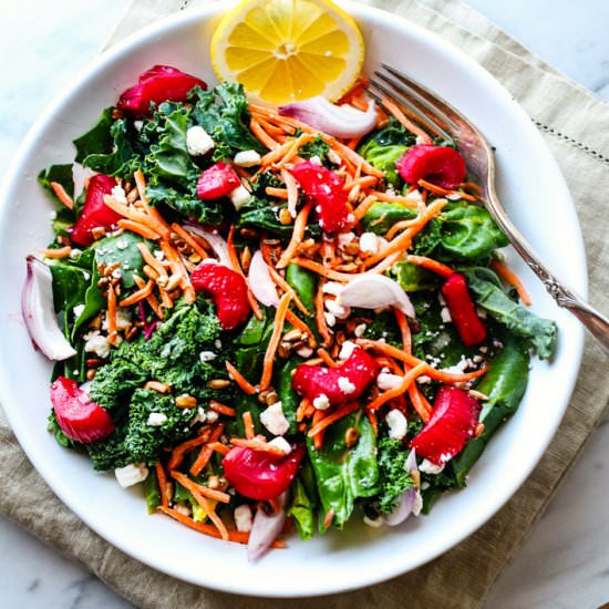 Honey Roasted Rhubarb Green Salad