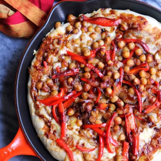 BBQ Chickpea Deep Dish Pizza
