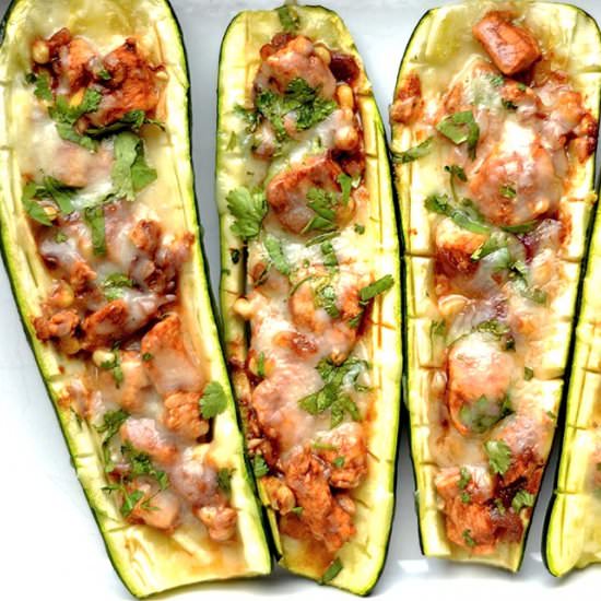 BBQ Chicken Pizza Zucchini Boats