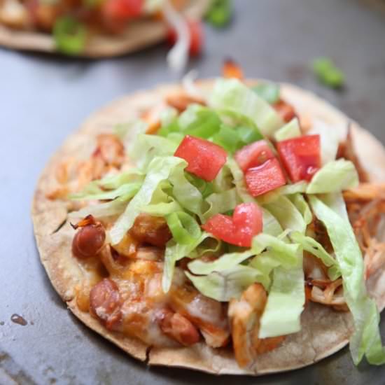 Salsa Chicken and Bean Tostada