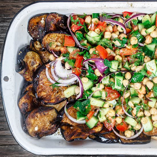 Chickpea Salad w/ Eggplant
