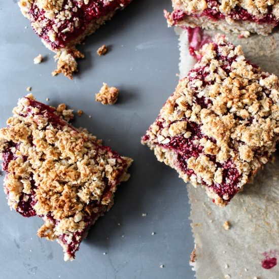 Healthy Raspberry Chia Jam Oat Bars
