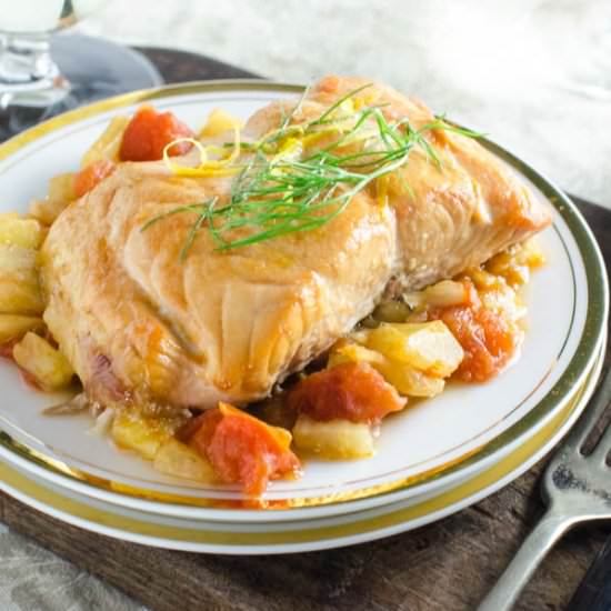 Plank Roasted Salmon with Fennel