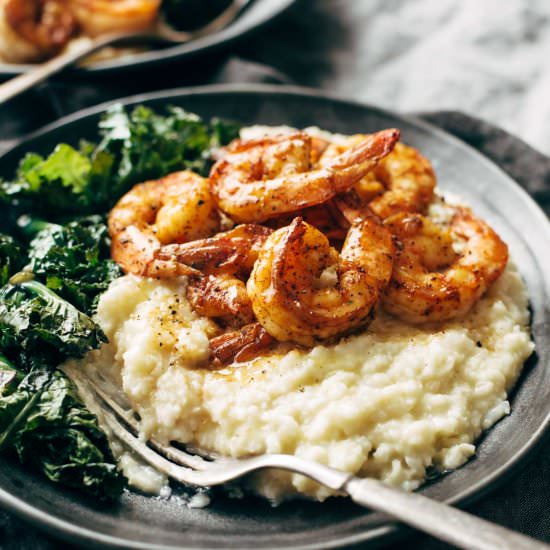 Spicy Shrimp with Cauliflower Mash