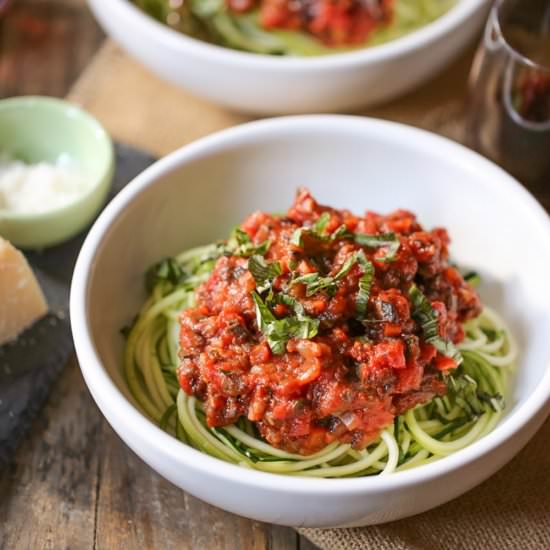 Zoodles with Portobello Bolognese