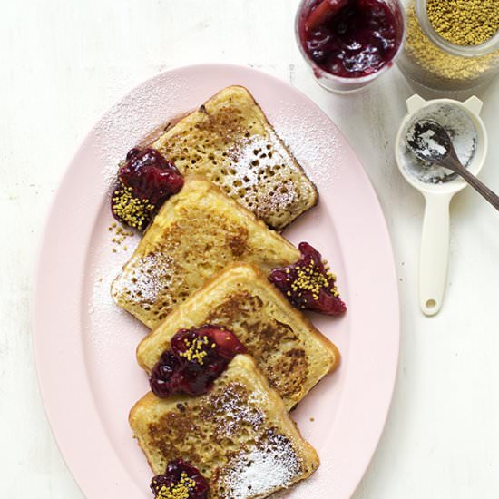 French Toast Crumpets with Rhubarb