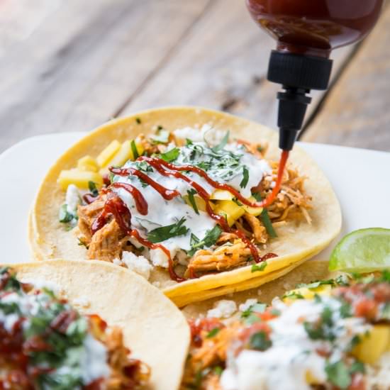 Chicken Tinga Tacos with Mango