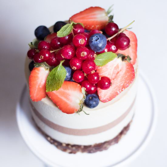 Raw Vanilla Berry Bomb Cake