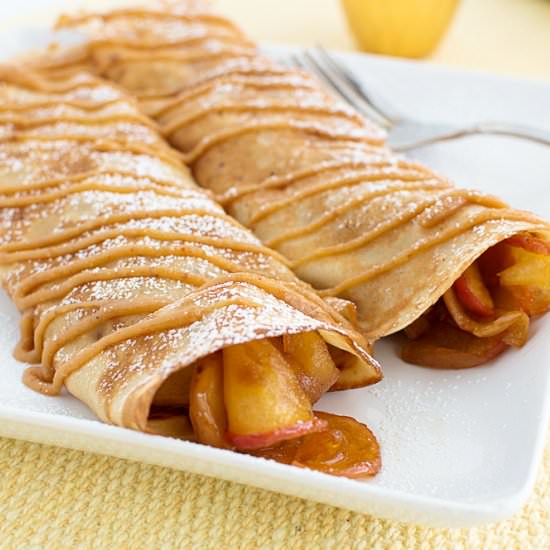 Apple Crepes & Peanut Butter Sauce
