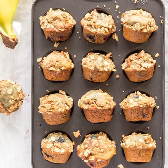 Banana Blueberry Streusel Muffins