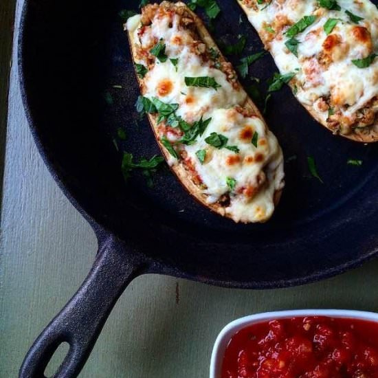 Spicy Quinoa Stuffed Eggplant