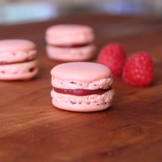 Raspberry Lemon Curd Macarons