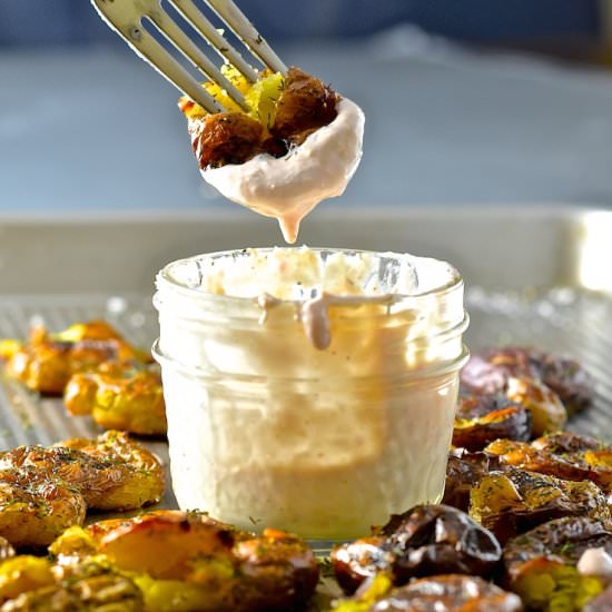 Smashed Potatoes with Horseradish