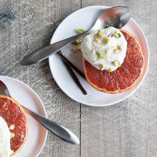 Broiled Grapefruit with Yogurt