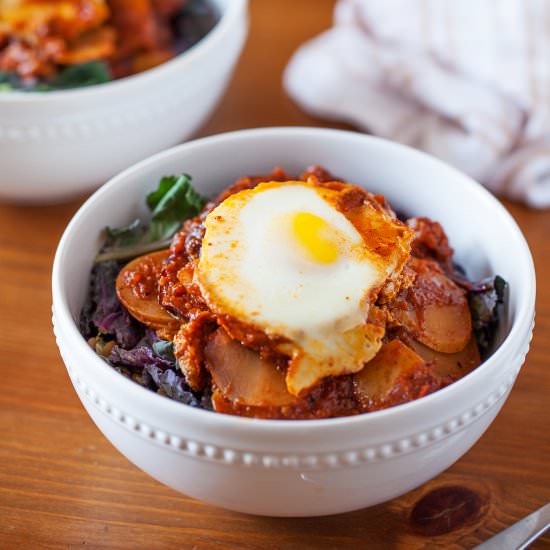 Potato, Sausage & Kale Lentil Bowl