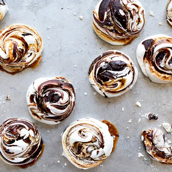 Chocolate and Caramel Meringues