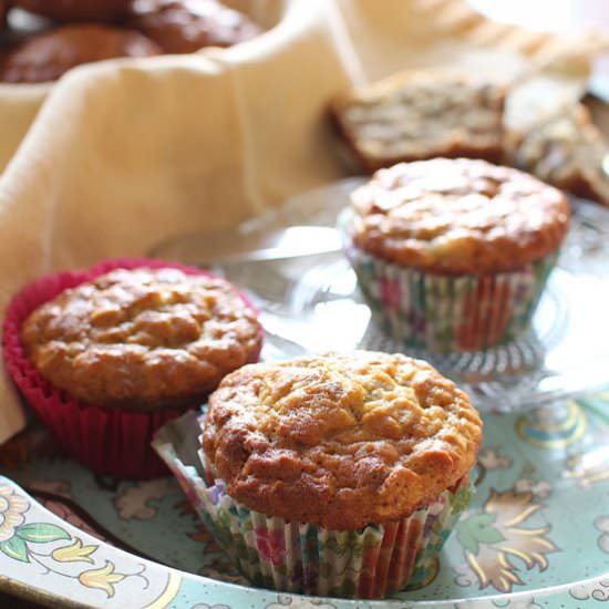 Banana Oat Pecan Muffins