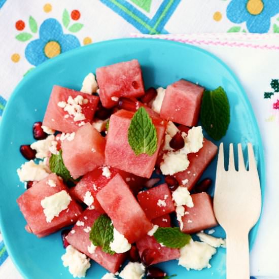 Watermelon Feta & Pomegranate salad