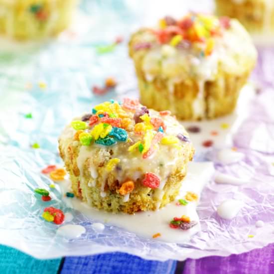 Rainbow Fruity Pebbles Muffins