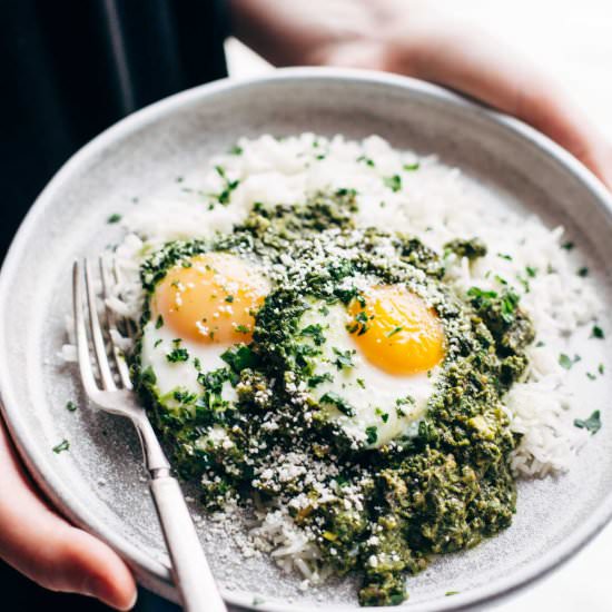 Creamy Green Shakshuka with Rice