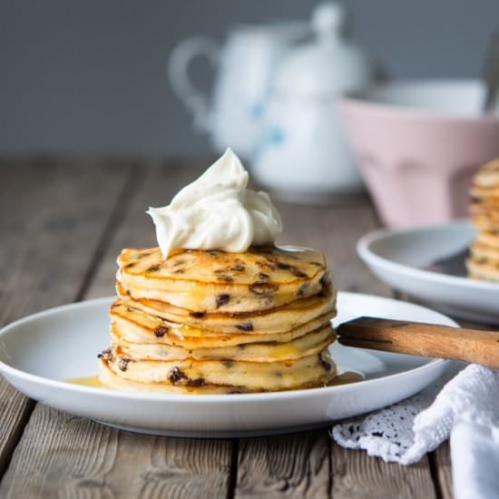 Chocolate chip ricotta pancakes