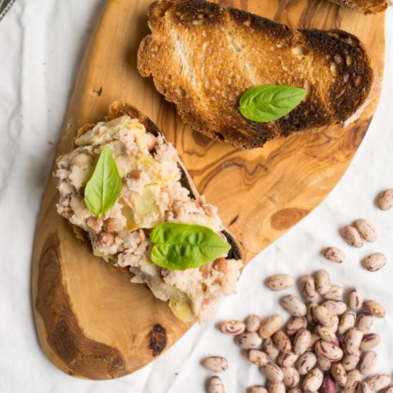 Two Bean and Artichoke Toasts