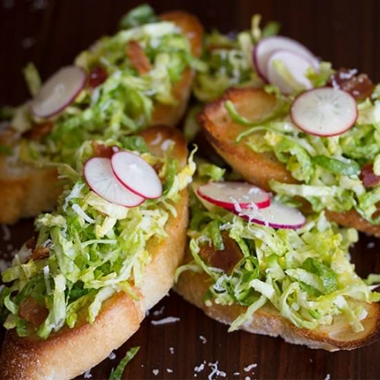 Shaved Brussels Sprouts Crostini