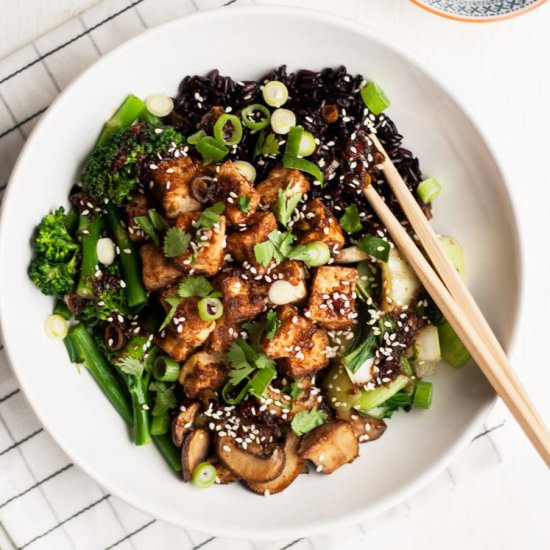 Crispy Tofu Black Rice Bowl