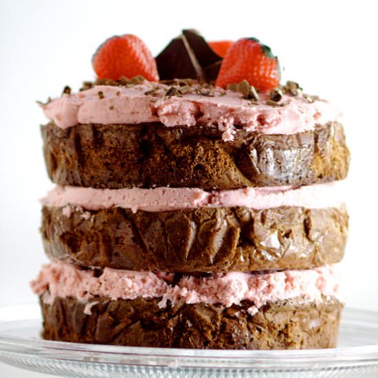 Dark Chocolate Cake with Strawberry