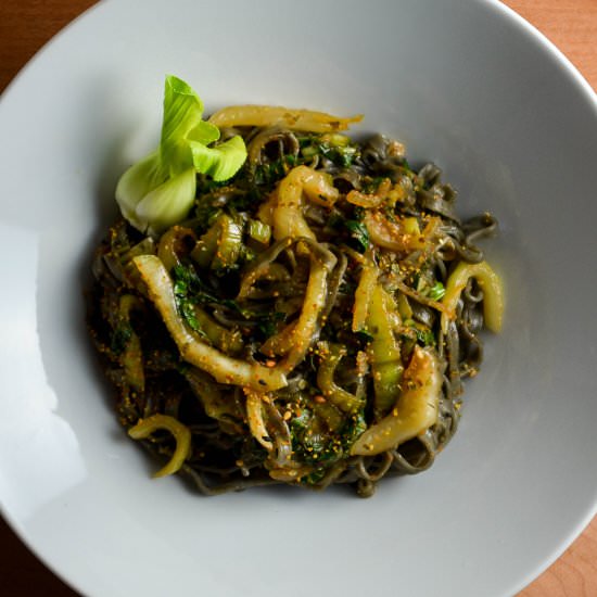 Garlic Lemon Bok Choy and Noodles