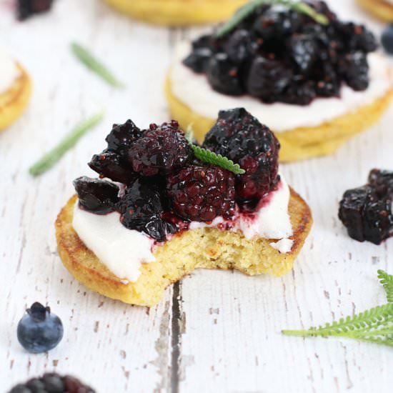 Cornmeal Cakes + Berry-Fig Compote