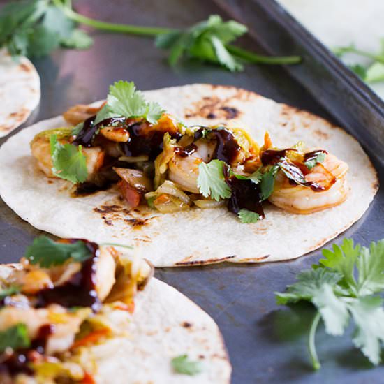 Moo Shu Shrimp Tacos