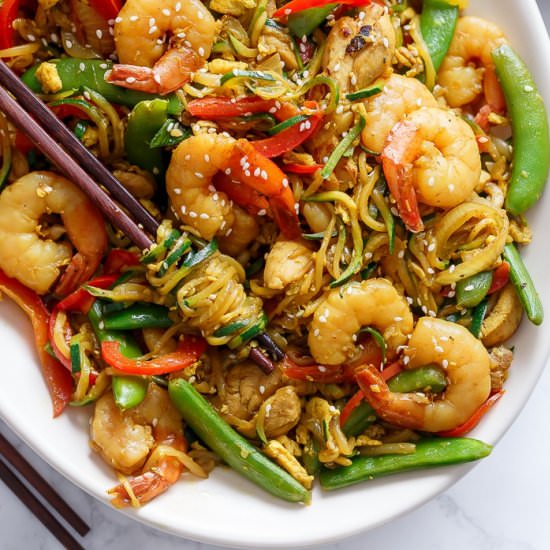 Singapore Chicken Zoodle Stir Fry