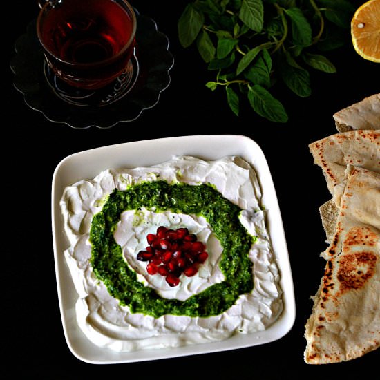 Labneh with Mint Pesto and Pomegran