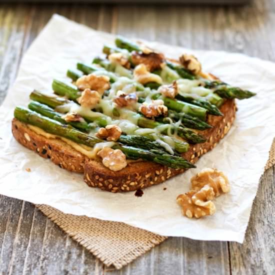 Balsamic Asparagus and Hummus Toast